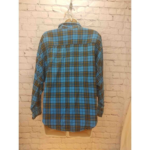 Company One Women's Size Large Blue/Multicolor Plaid Button Down Shirt - Picture 5 of 5